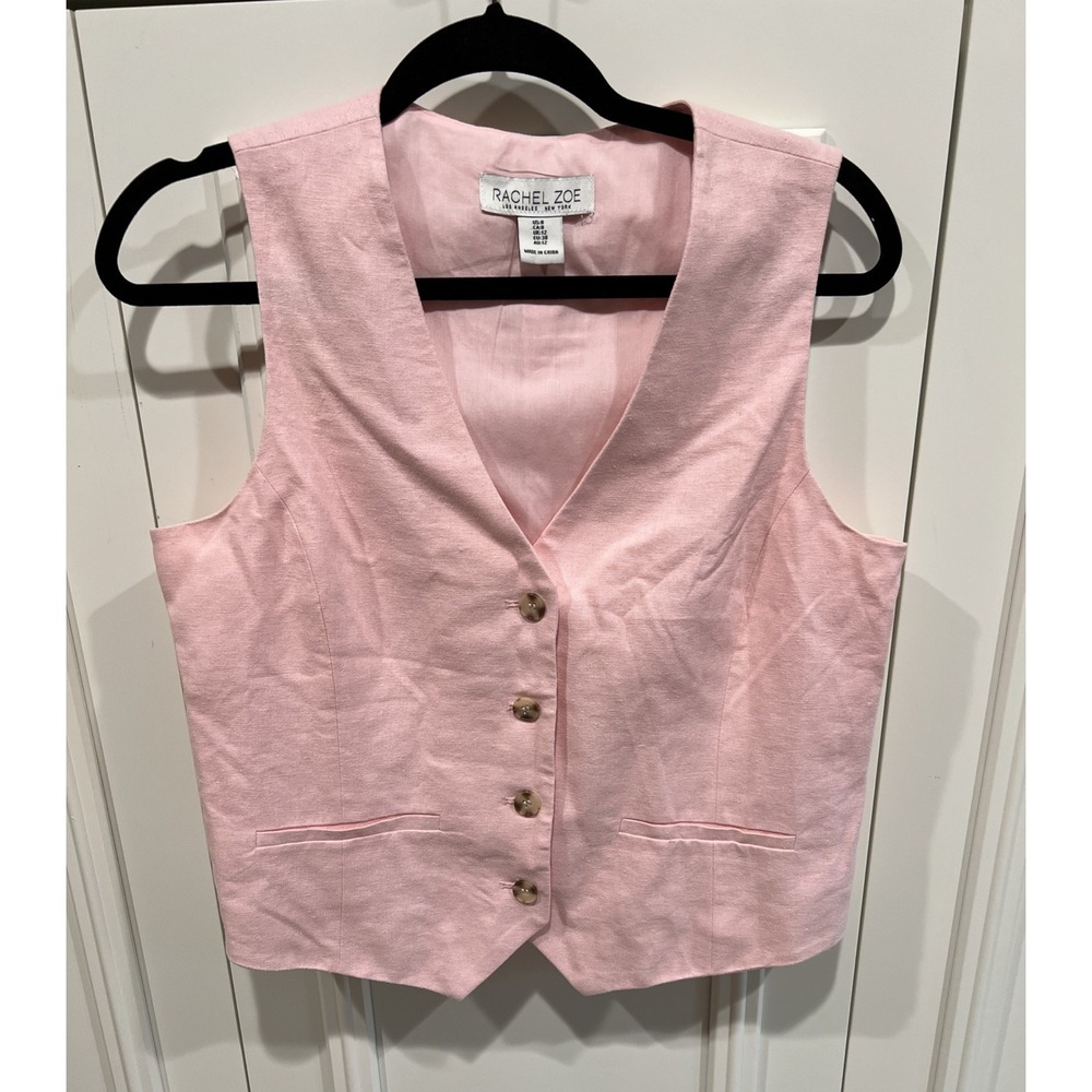 Rachel Zoe Pink Linen Blend Vest